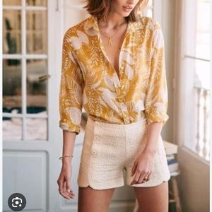 Sezane cream knit sailor shorts